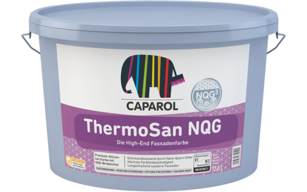 Нова комбінація в'яжучих на основі силіконової смоли з інтегрованою структурою нано-кварцевої решітки Caparol (Капарол) Caparol (Капарол) ThermoSan NQG B1 для чистих фасадів.