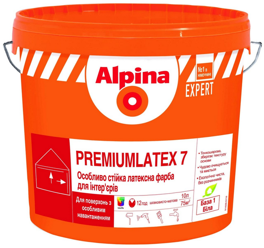 Латексная краска Alpina EXPERT Premiumlatex 7 B1 (10л)